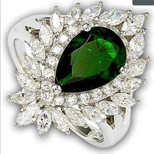 Suzy Levian Sterling Silver and 18k
Gold Simulated Emerald Ring